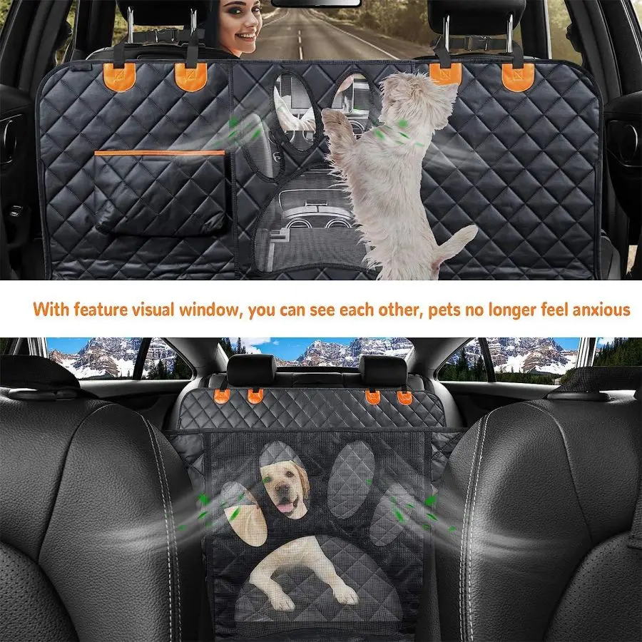 Dog Car Seat Cover for Back Seat, 100% Waterproof Dog Car Hammock with Visual Mesh Window and Side Zipper Car Seat & Door Protec - Image 4