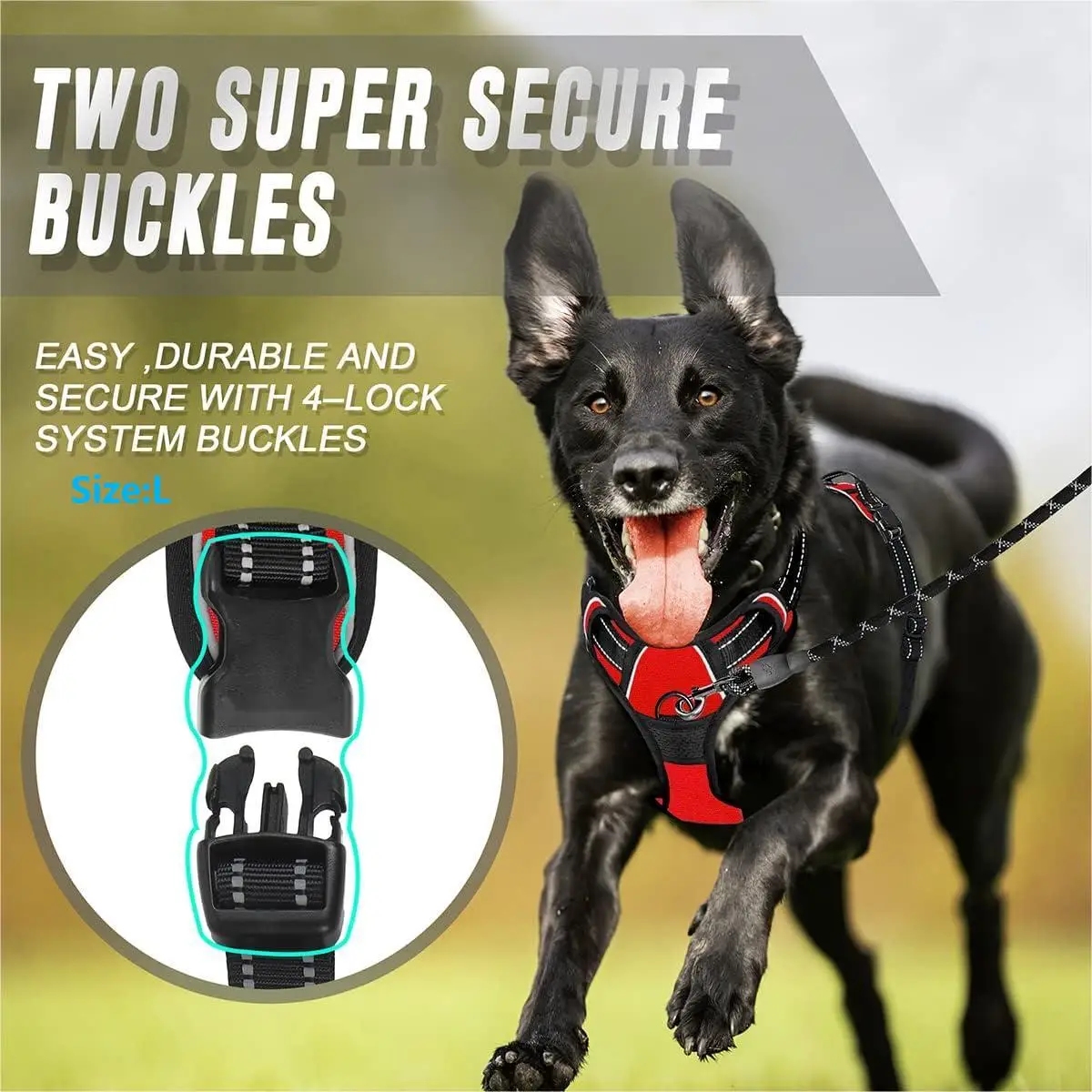 No Pull Dog Harness Front Clip Heavy Duty Reflective Easy Control Handle for Large Dog Walking - Image 6