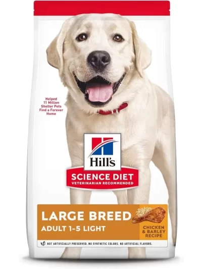 Dry Dog Food, Adult, Large Breeds, Light, Chicken Meal & Barley Recipe for Healthy Weight & Weight Management, 15 lb. Bag