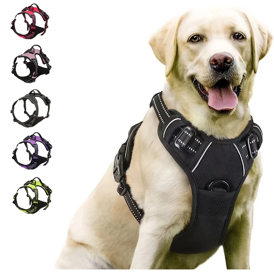 No Pull Dog Harness Front Clip Heavy Duty Reflective Easy Control Handle for Large Dog Walking - Image 2
