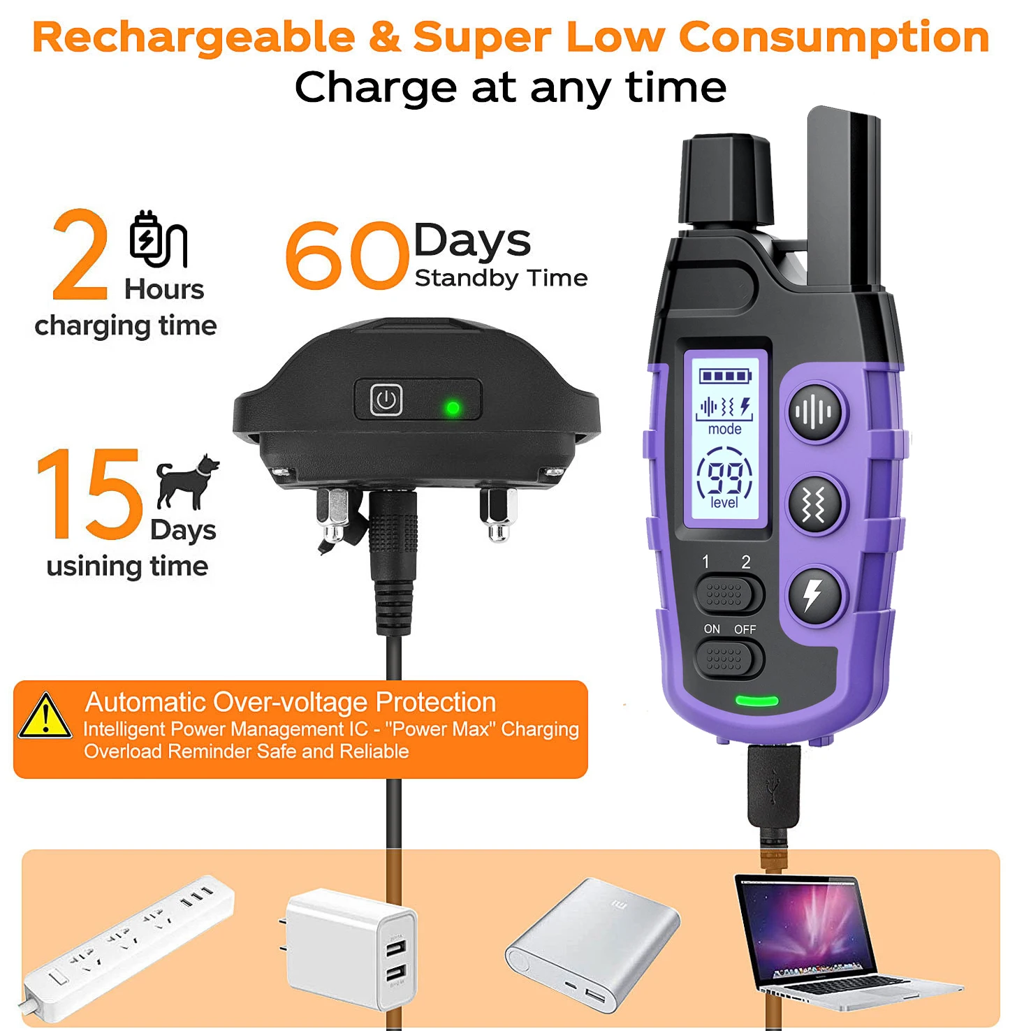 3300Ft Electric Dog Training Collar Remote Control Waterproof Pet BehaviorFor 5-120lbs Puppy With Shock Vibration Beep - Image 5