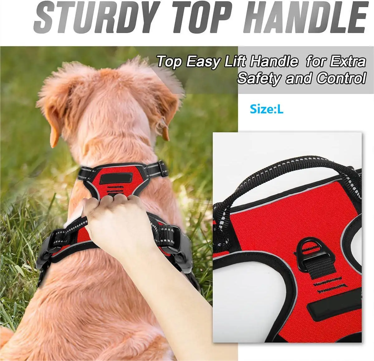 No Pull Dog Harness Front Clip Heavy Duty Reflective Easy Control Handle for Large Dog Walking - Image 3