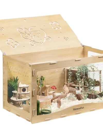 MEWOOFUN Wooden Hamster Cage