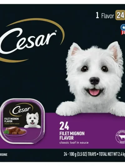 Wet Dog Food Classic Loaf in Sauce Filet Mignon Flavor Multipack (24) 3.5 oz. Easy Peel Trays