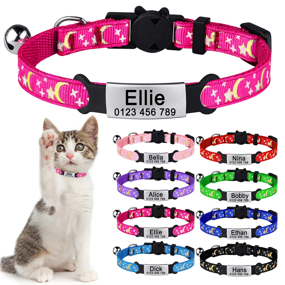 Personalized Adjustable Nylon Cat Collar