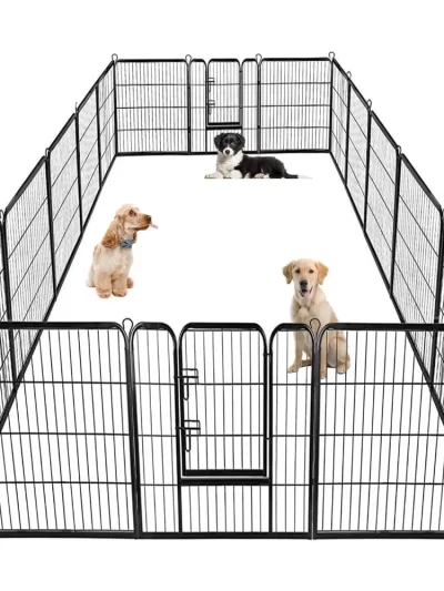 Dog Playpen Pet Dog Fence 40 Inch Height 16 Panels Metal Dog Pen Outdoor Exercise Pen with Doors,Pet Puppy Playpen
