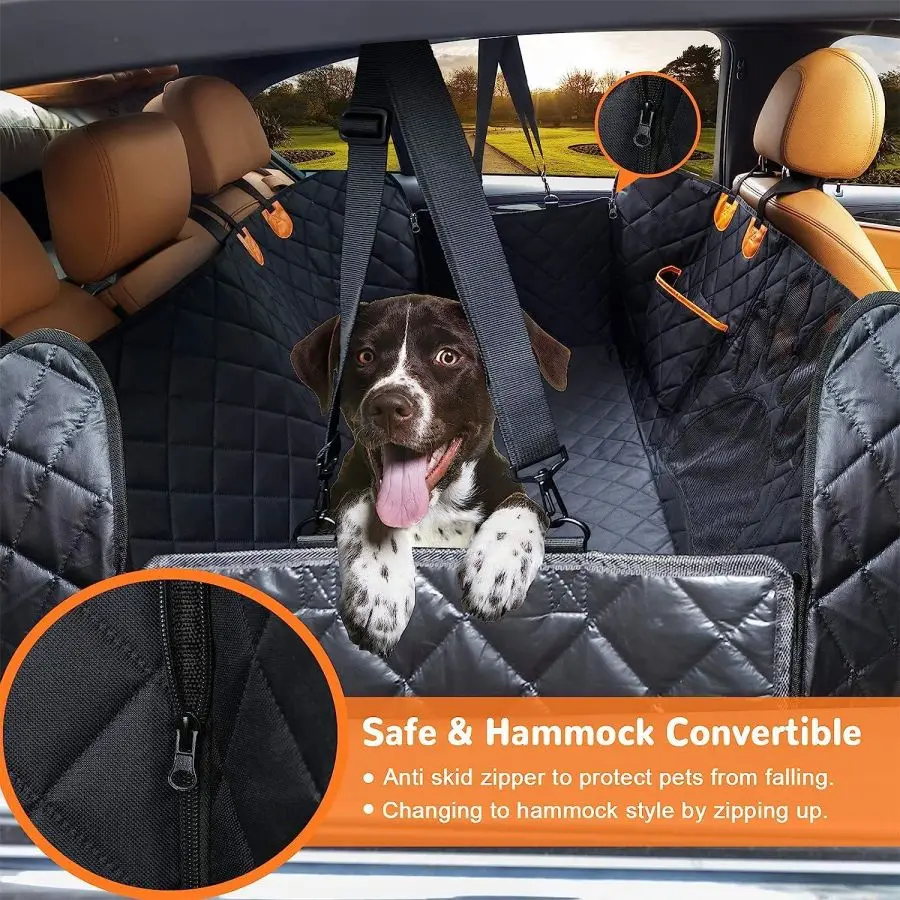 Dog Car Seat Cover for Back Seat, 100% Waterproof Dog Car Hammock with Visual Mesh Window and Side Zipper Car Seat & Door Protec - Image 5